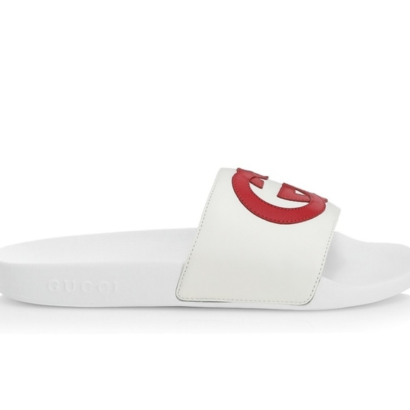 GUCCI Pursuit interlocking GG Logo Slide Sandals, white/red. Brand new in box - Picture 7 of 12